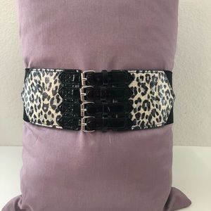 Black Animal Print Stretch Belt